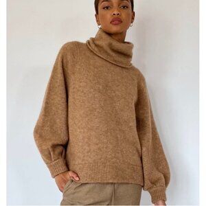 The Group Babaton Womens Adichie Brown Merino‎ Wool Turtleneck Sweater Sz M